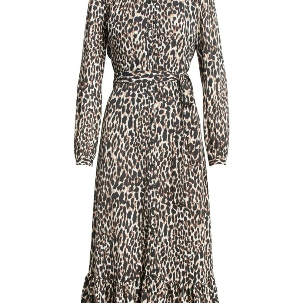 Banana Republic Leopard Print Ruffled Tie Front Dress